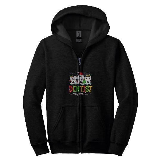 dentists Job Christmas Dental Squad Fall Santa dentists Zip Hoodies