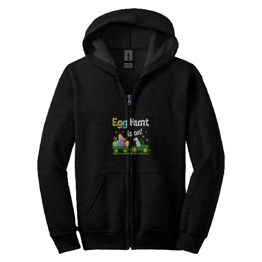 Tractor Fun Egg Hunt Is On Tractor Easter Bunny Eggs Boys Kids Zip Hoodies