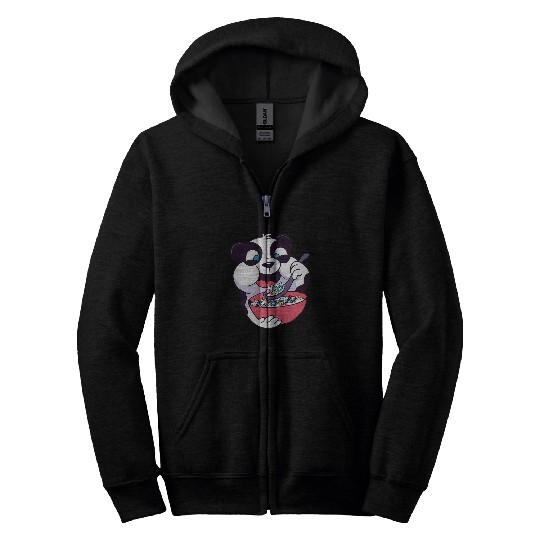 Panda Pet Eating Cereal Cute Anime Zip Hoodies
