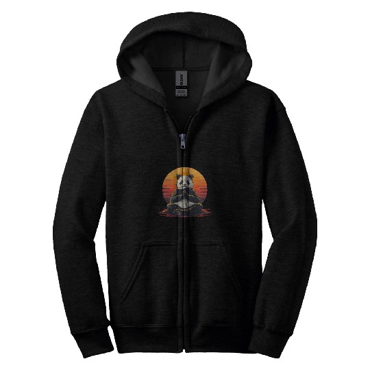 Bear Pet Meditation Bear Zen Buddha Hindu Buddhist Sunset Yoga Zip Hoodies