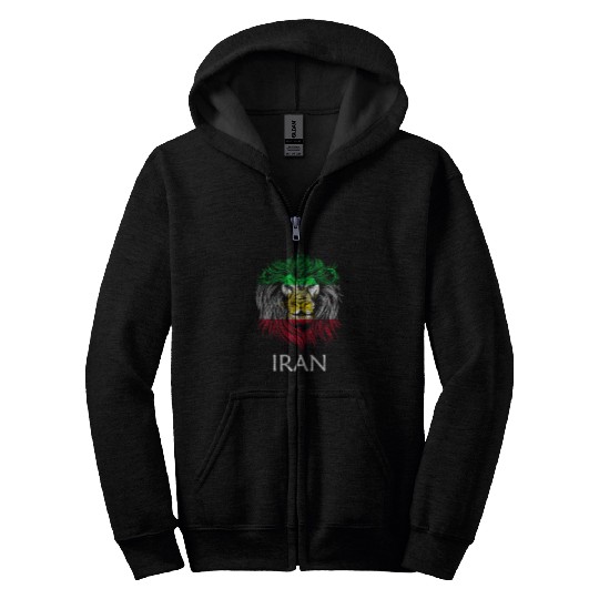 Lion Pet Iranian Lion Head Flag Iran Zip Hoodies