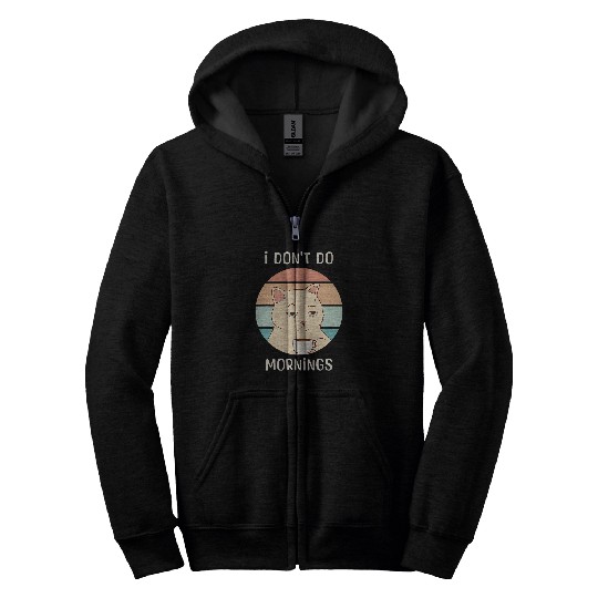 Coffee Fun Cat Drinking Coffee Bored Sarcastic Work Job Mornings Zip Hoodies
