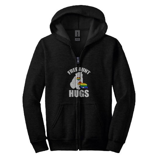 Bear Pet frees Aunt Hugs Bear Pride LGBT Flag Gay Be Lesbian Gifts Zip Hoodies