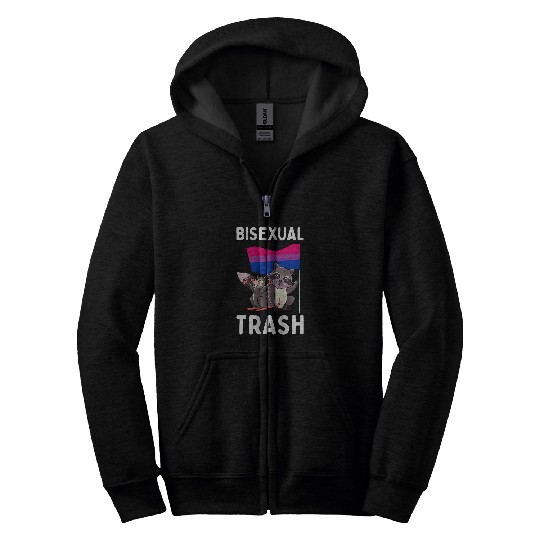 Raccoon Pet Bisexual Trash Raccoon Opossum Flag Bi Pride Flag LGBTQ Zip Hoodies