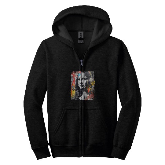 Abstract graffiti art Leonardo da Vinci art Mona Lisa Zip Hoodies