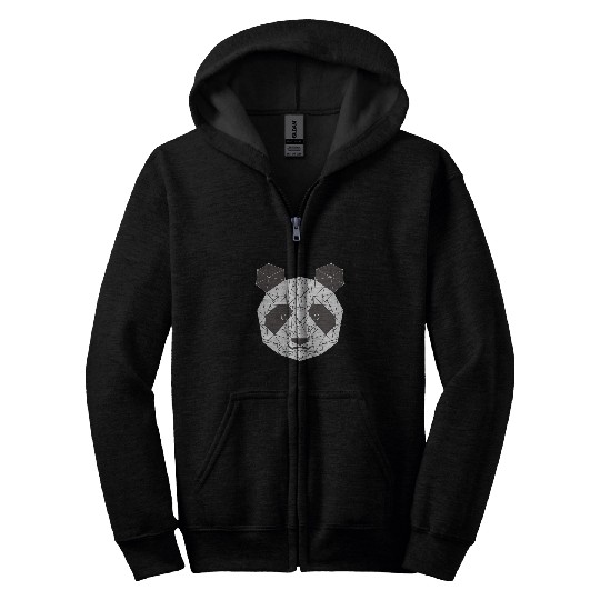 Panda Pet Face Line CooL Panda Degsin Zip Hoodies