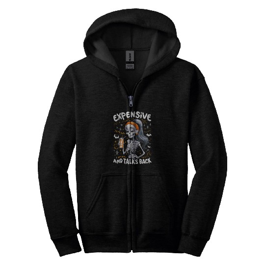 Coffee Fun Expensive Difficult Talks Back Skeletons Coffee Halloween Zip Hoodies