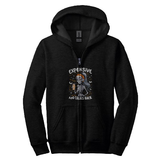 Coffee Fun Expensive Difficult Talks Back Skeletons Coffee Halloween Zip Hoodies