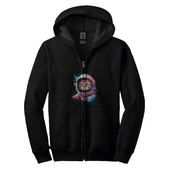 Space Cat Astronaut Funny Astrocat Graphic Zip Hoodies