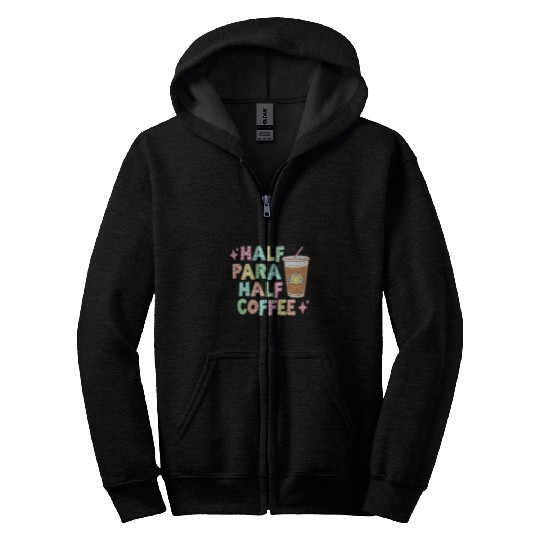 Coffee Fun Half Para Half Coffee Groovy Dotted vintages Teaching Zip Hoodies