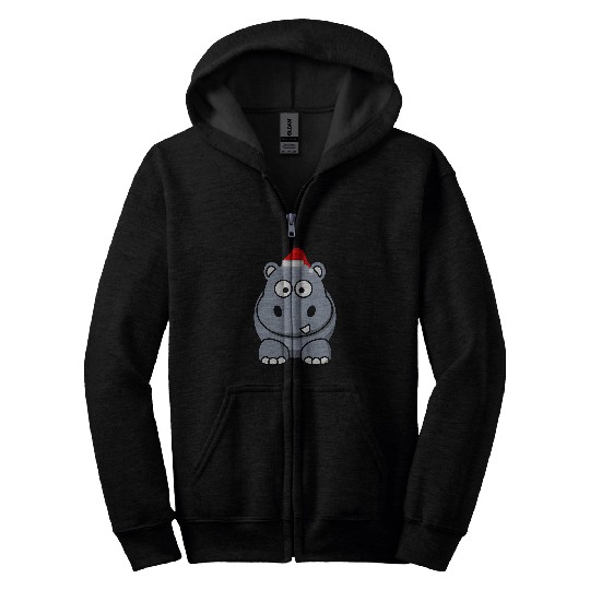 Hippo Pet Christmas Hippo xmass Hippopotamus Merry xmass Feliz Navidad Zip Hoodies