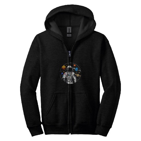 Astronaut Job In Space With Solar System And Planets Zip Hoodies