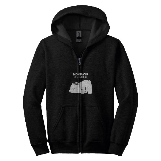 Bear Pet Cute Sleeping Lazy Polar Bear Funny Meme Mondays Be Like Zip Hoodies