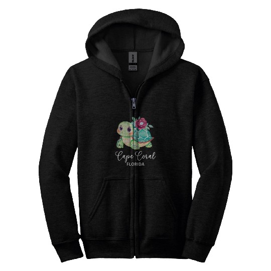 Turtle Pet Cape Coral Florida Turtle Vacation Beach Kids Women Zip Hoodies