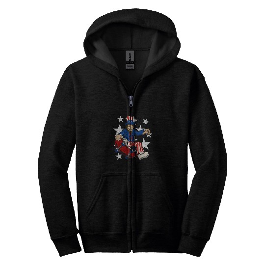 Abraham Lincoln Skateboarding Funny 4th of July Skateboard Zip Hoodies