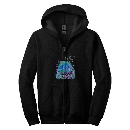 Turtle Pet Choose Kindness Watercolor Underwater Ocean Zip Hoodies
