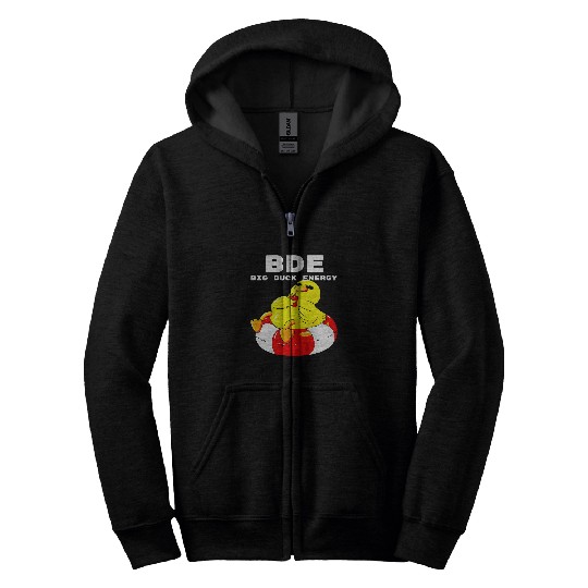 Duck Pet Funny BDE Big Duck Energy Rubber Ducky Chill Rubber Duck Zip Hoodies