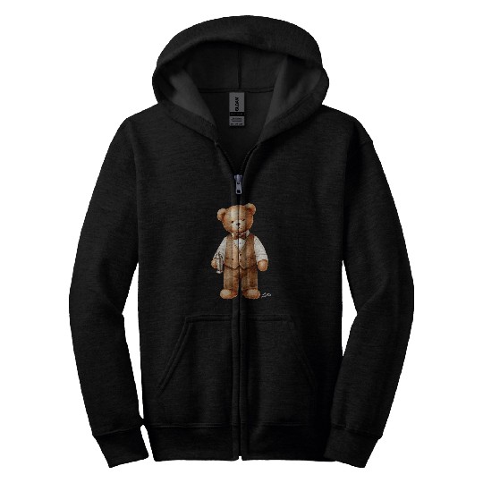 Bartender Job Preppy Bartender Bear vintages Gilded Lillie Zip Hoodies