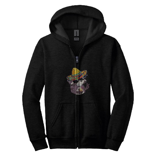 Raccoon Pet Trash Mexican Sombrero Costume Cinco De Mayo Zip Hoodies