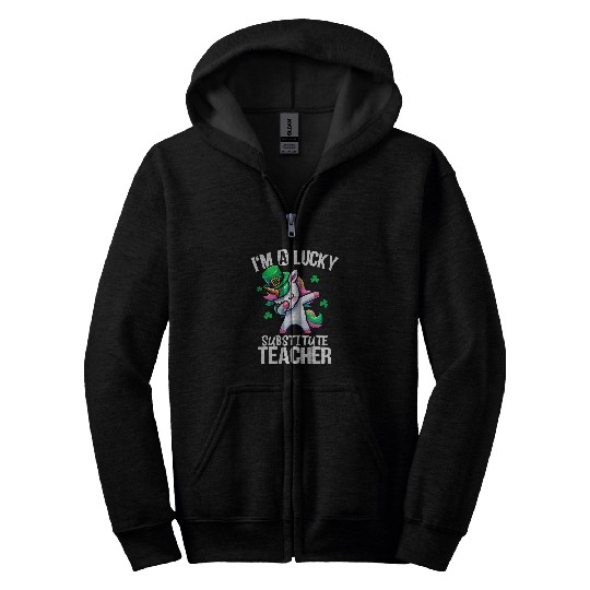 Lucky Substitute Teacher Unicorns St Patricks Day Zip Hoodies
