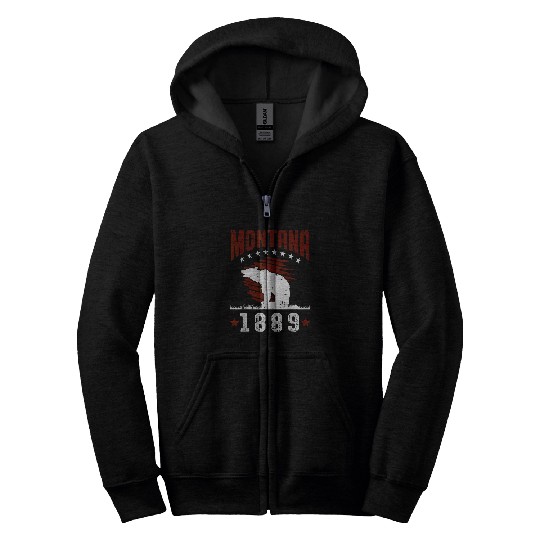 Bear Pet Montana 1889 Glacier National Park USA State Grizzly Bear Zip Hoodies