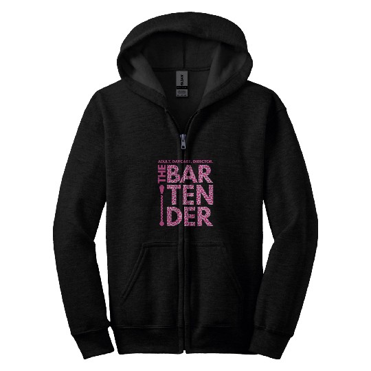 Bartender Job Pub Cocktail Barkeepers Sexy Pink Leopard Zip Hoodies