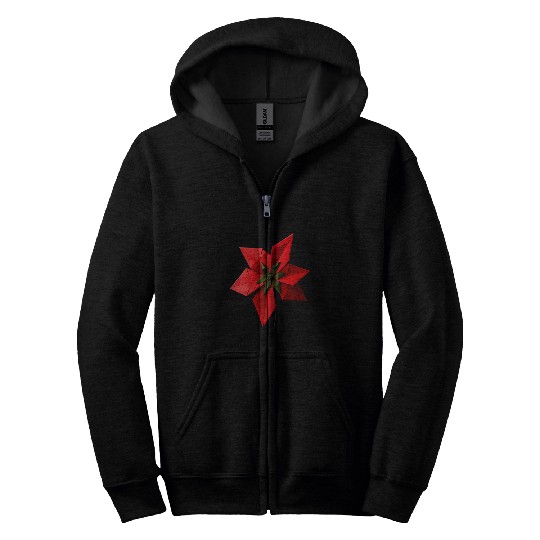 Origami Poinsettia Flower Japanese Art Paper Folding Artist Zip Hoodies
