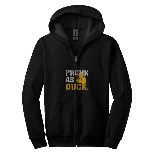 Duck Pet Frunk as Duck Funny Rubber Ducky Drinking Meme Humor Zip Hoodies