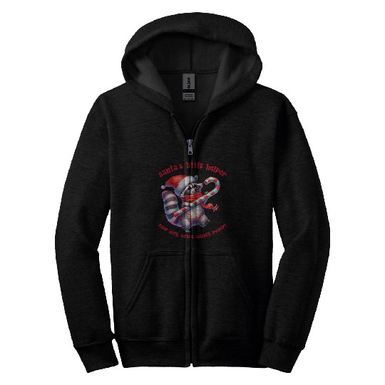 Raccoon Pet Christmas Raccoon Sublimation dressed as Santa Claus 12 Zip Hoodies