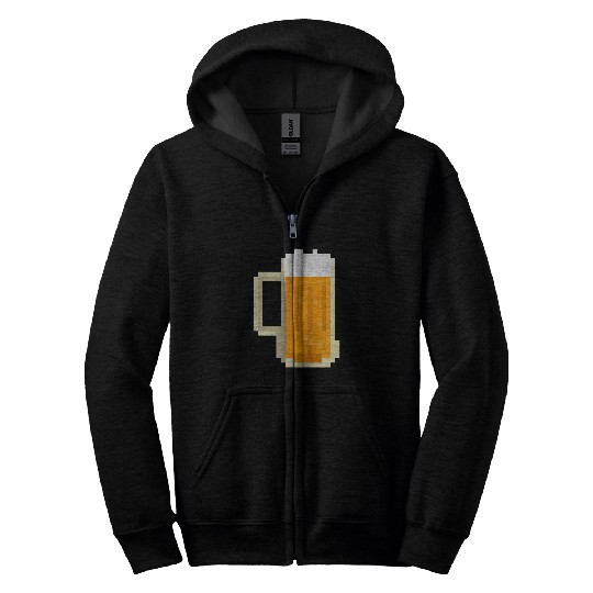Beer Fun Beer 8 bit Pixel Gamer Zip Hoodies