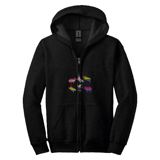capybaras Pet LGBTQ Rainbow Water Pig Transgender Pride Month Zip Hoodies