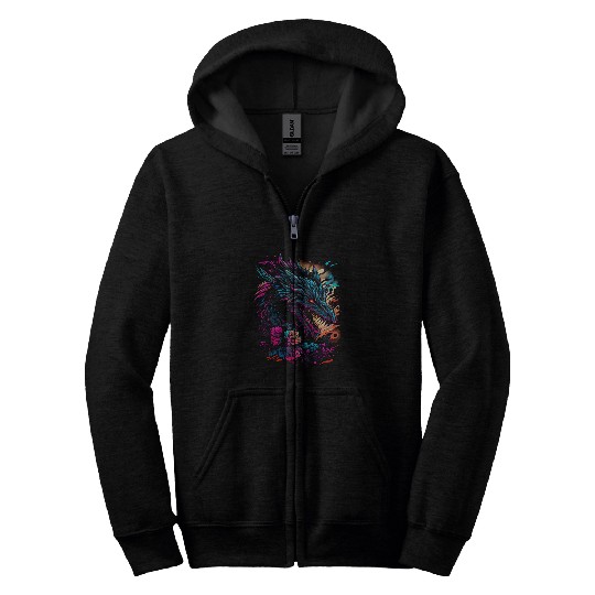 Dragon Pet Japanese Art Dragon Japan Chinese Asian Graphic Print 10 Zip Hoodies