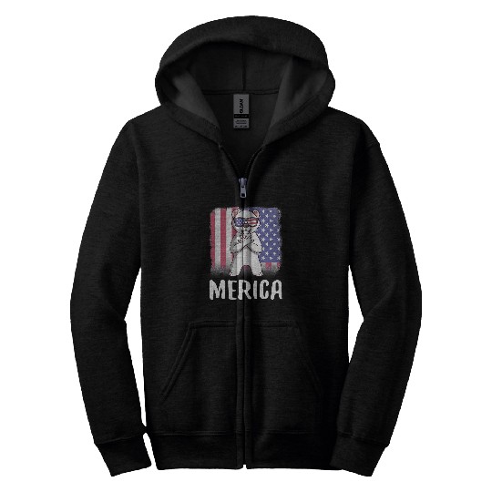 Bear Pet Merica Polar Bear USA American Flag 225 forest Zip Hoodies