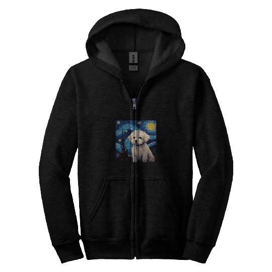 Bichon Frise Starry Night For Dog Mom Dog Dad 2 Zip Hoodies