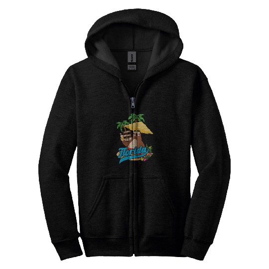 Sloth Pet Clearwater Florida Beach Party Funny Sloth Vacation Souvenir Zip Hoodies