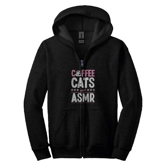 Coffee Fun Cats And ASMR ASMR Aesthetic Zip Hoodies