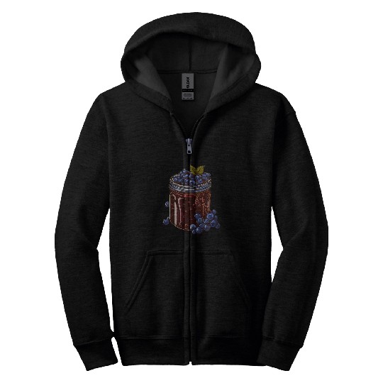 Blueberry Jam Fruit Berry Healthy Garden Blueberries Season Zip Hoodies