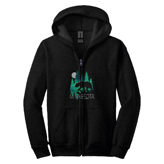 Bear Pet Minnesota Wilderness With Bear Northern Lights Minnesota Zip Hoodies