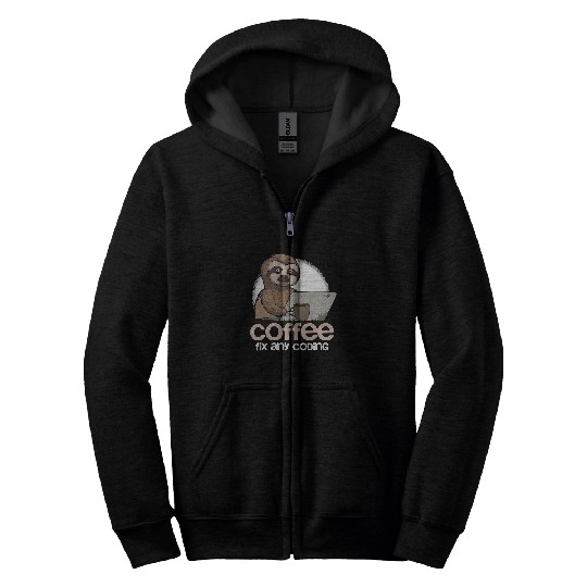 Sloth Pet Computer Science Sloth Programmer Coding Gift For IT Coder Zip Hoodies