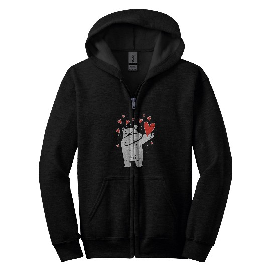 Bear Pet Valentines Day Polar Bear Dab Boys Girls Kids Toddler Baby Zip Hoodies