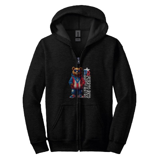 Bear Pet Funny Puerto Rico Flag Cute Teddy Bear Boricua Puerto Rican 8 Zip Hoodies