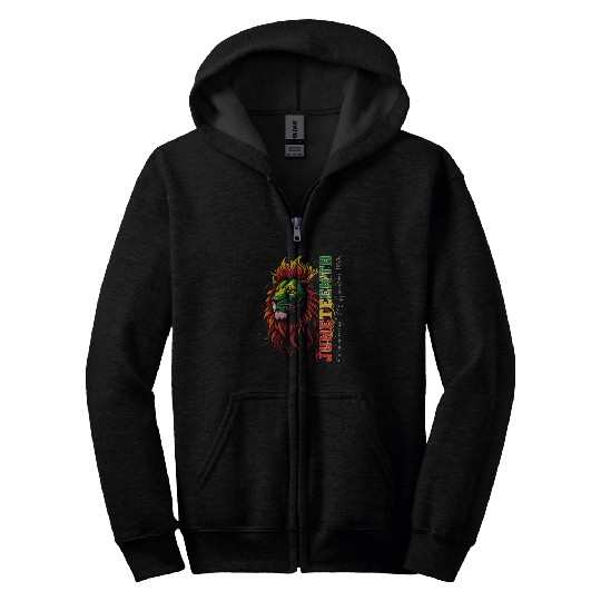 Lion Pet Juneteenth 1865 Lion African American Black History Zip Hoodies