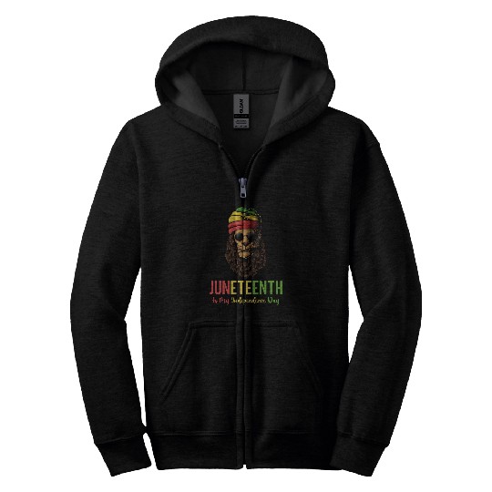 Lion Pet Juneteenth is My Independence Day Black King Queen Lion Zip Hoodies