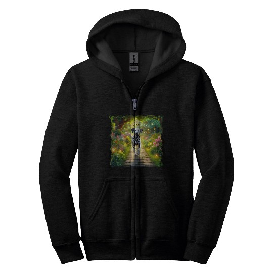 Beautiful Dalmatian Dog Running Down a Garden Path Zip Hoodies