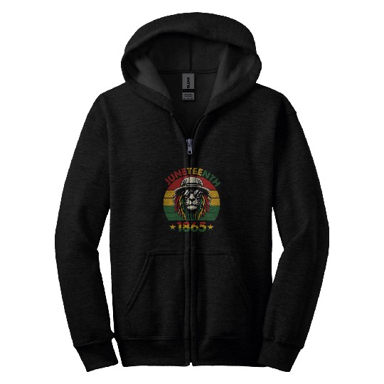 Lion Pet Juneteenth Lion Freedom Black History Flag 1865 0075 Zip Hoodies