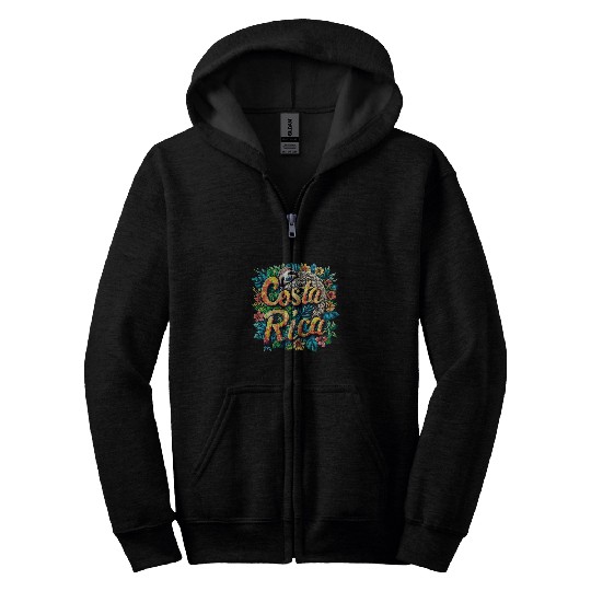 Sloth Pet Costa Rica Sloth and Tropical Pura San Jose Zip Hoodies