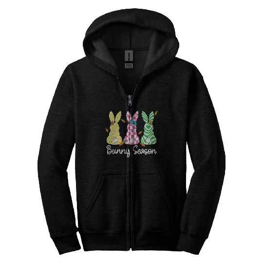 Funny Easter Day Bunny Season Cute Bunny Squad Hunting Eggs Zip Hoodies