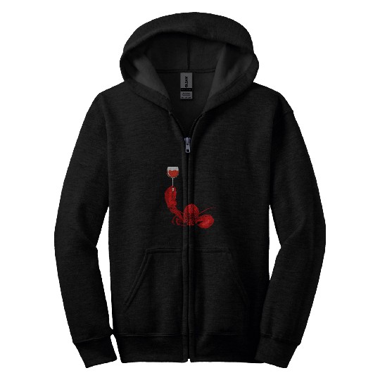 Wines Fun Lobster And Wines Drinking Wines Seafood Lover Zip Hoodies