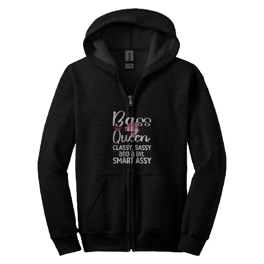 Fishing Bass Queen Fish Catching Fisherman Zip Hoodies