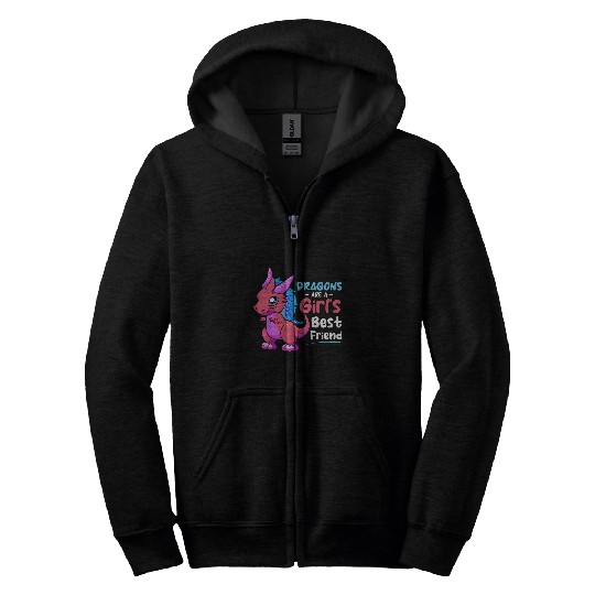 Dragon Pet Are A Girl s Friend Funny Cute Dragon Hilarious Zip Hoodies